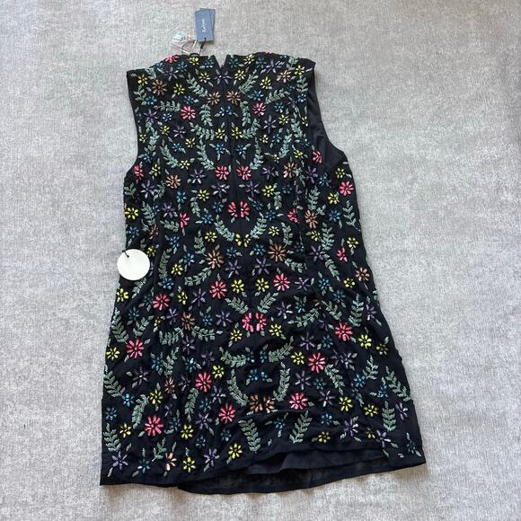 NWT $300 RaeVynn Sequin Emboidered Curve Floral Mini Dress - Picture 5 of 5